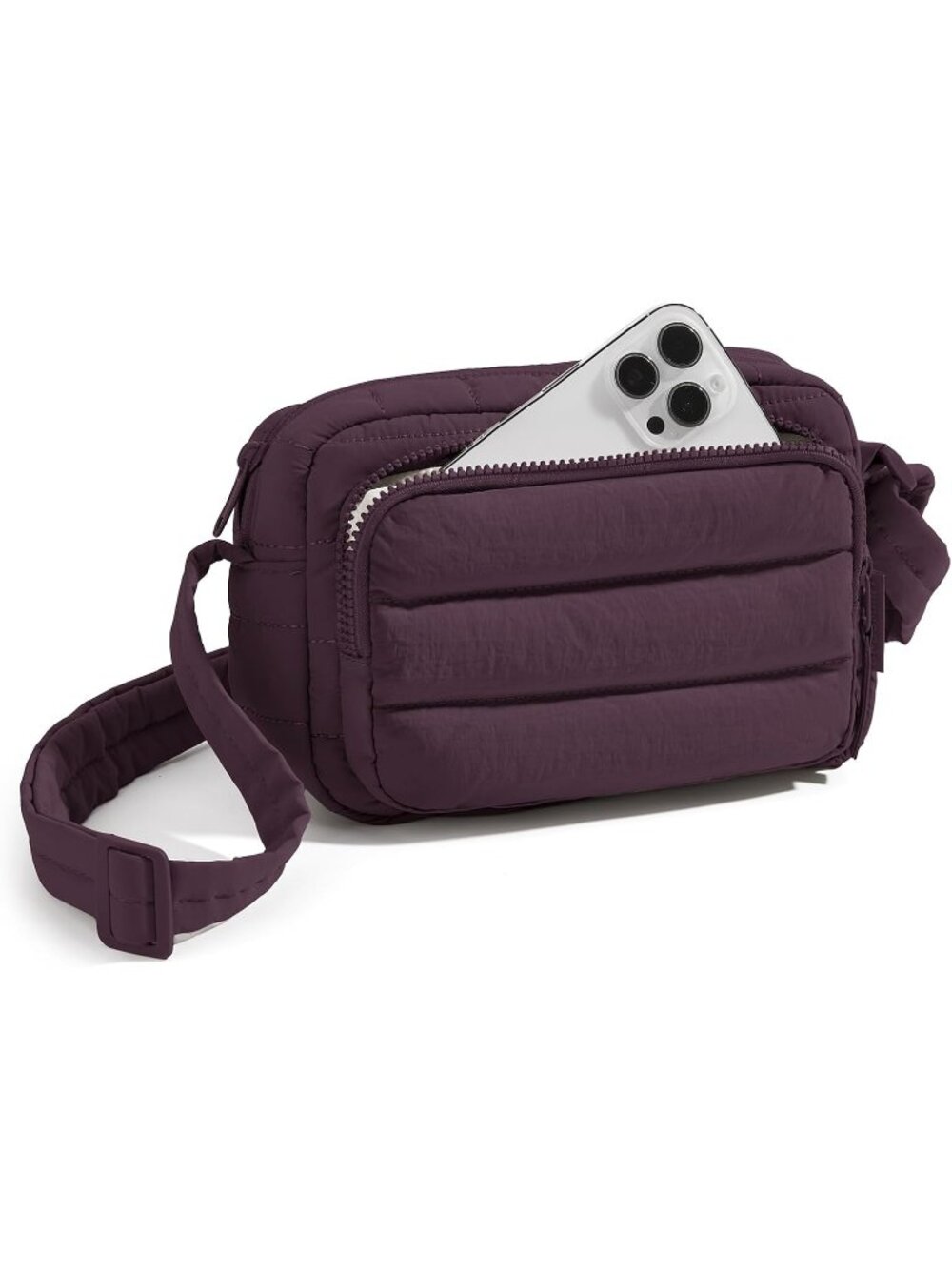 👜Women's Purple Puffer Crossbody Bag RFID Travel Purse Small Handbag Wallet